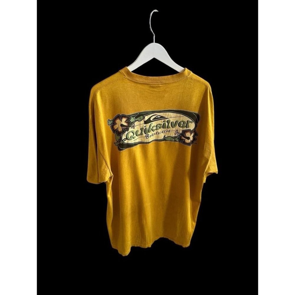 Vintage Quicksilver Y2K T-shirt XL Mustard Yellow Surfing 90's‎ Single Stitch